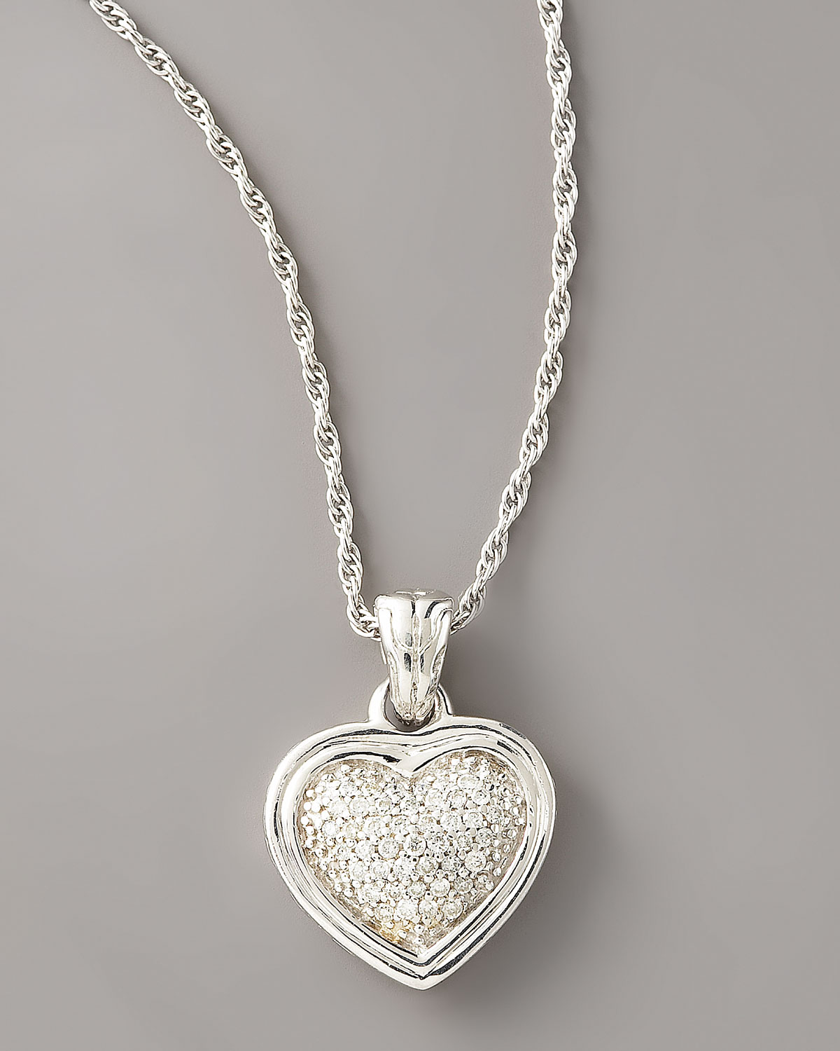 Lyst John Hardy Diamond Heart Pendant Necklace In Metallic Gallery
