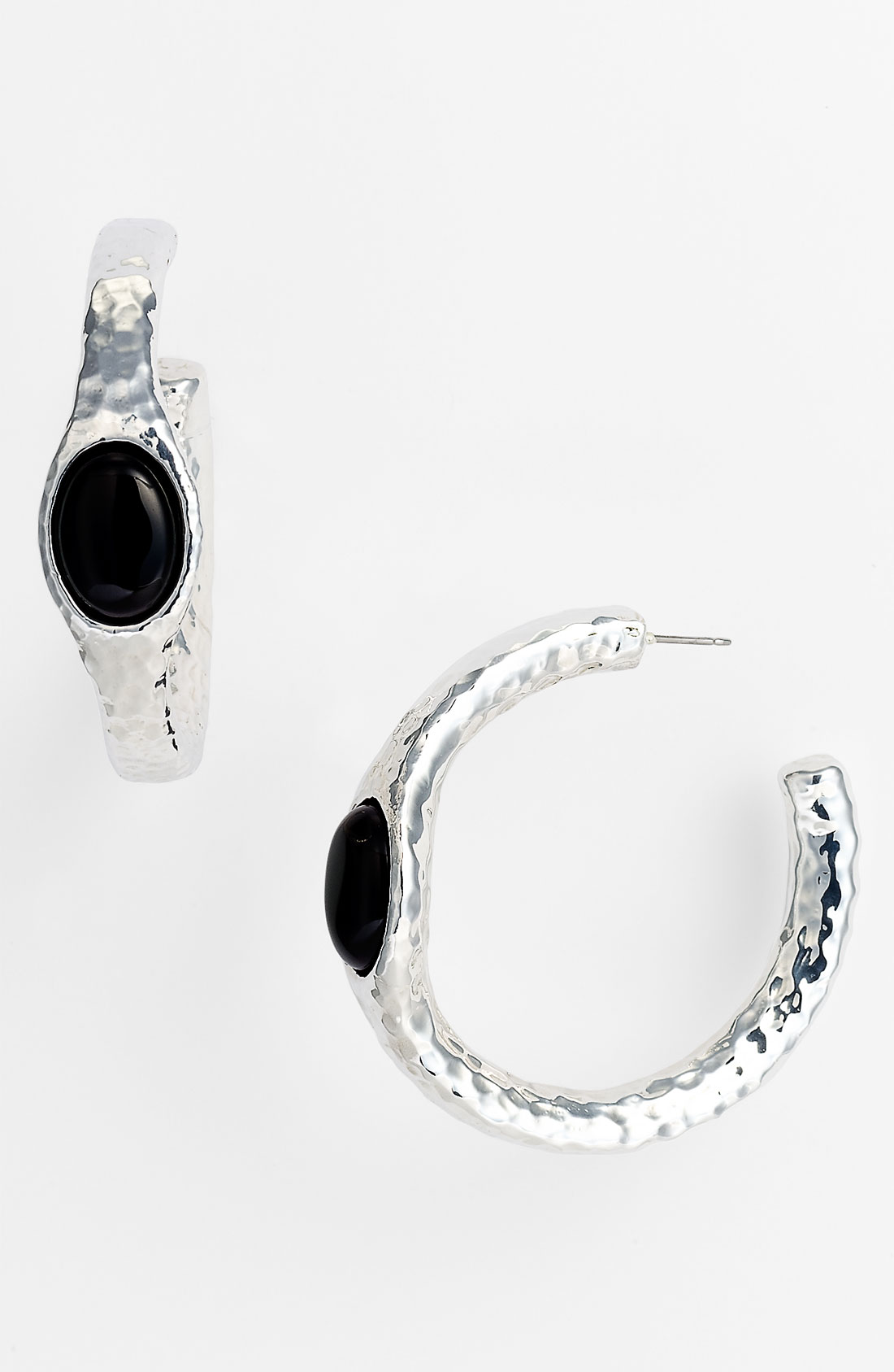 Simon Sebbag Stone Hoop Earrings in Black (silver/ black onyx) | Lyst