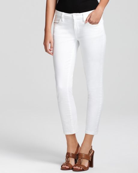 Tory Burch Cropped Slim Jeans in White in White | Lyst