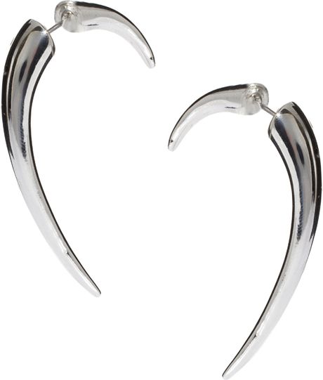 Asos Curved Spike Earrings in Silver (rhodium) | Lyst