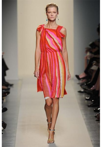 Bottega Veneta Plissé Silk-chiffon Dress in Multicolor (multicolored ...