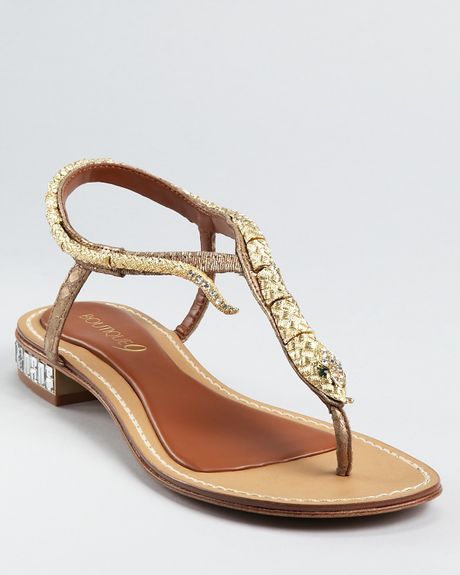 Boutique 9 Sandals Barbiera Snake Thong in Gold (dark gold multi) | Lyst
