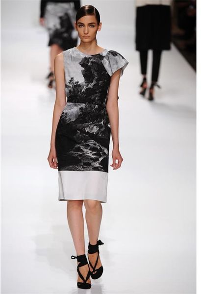 Dries Van Noten Daila Printed Cotton Dress in Black (black white) | Lyst