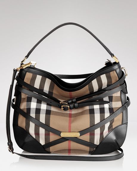 Hobo Burberry Bridle House Check Small Dutton Bag in Black | Lyst