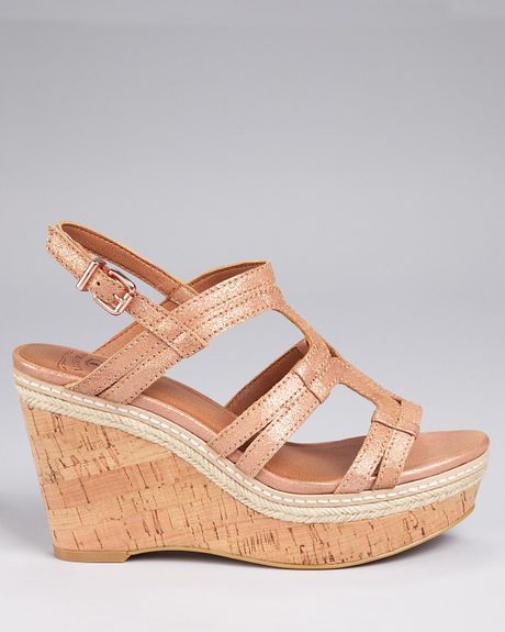 Lucky Brand Wedges Keena Caged in Brown (rosegold) | Lyst