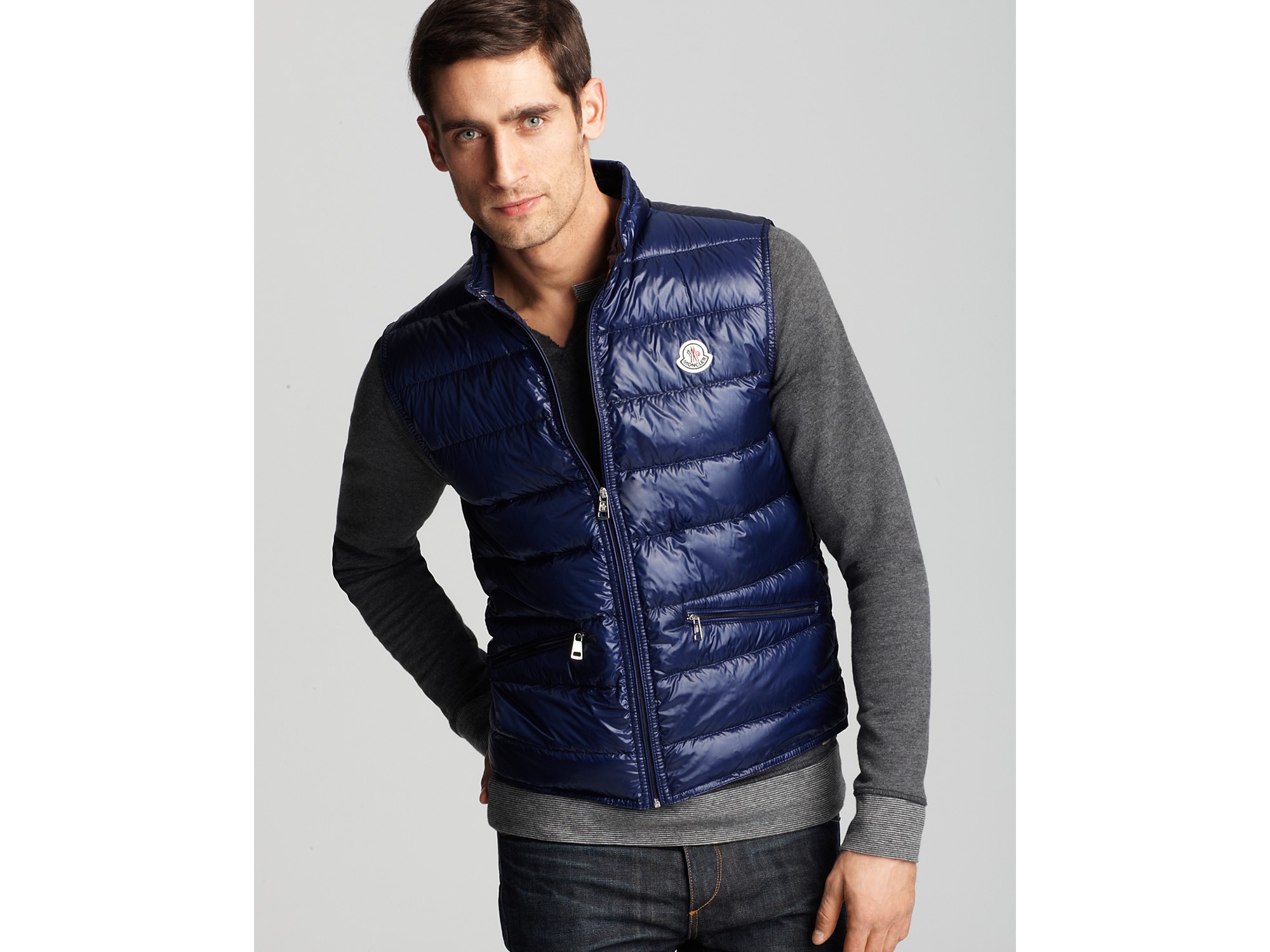 Lyst - Moncler Ink Blue Gui Down Vest in Blue for Men