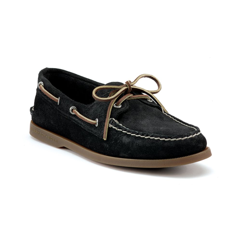Sperry TopSider Authentic Original 2 Eye Suede Boat Shoes in Black for