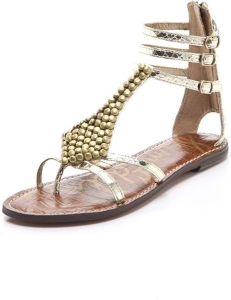 Sam Edelman Ginger Studded Gladiator Sandals in Gold | Lyst