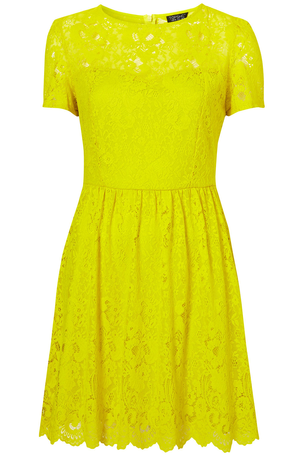 TOPSHOP Neon Lace Flippy Dress in Yellow - Lyst