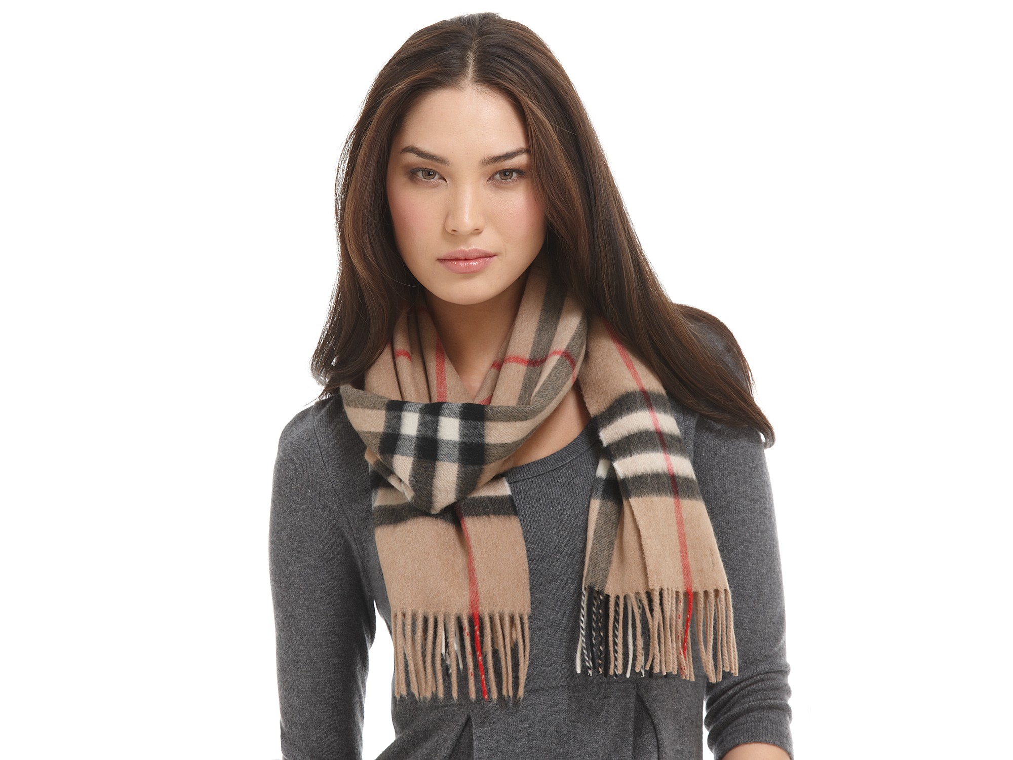 Burberry Burberry Giant Check Cashmere Scarf 12 X 67 in Brown | Lyst