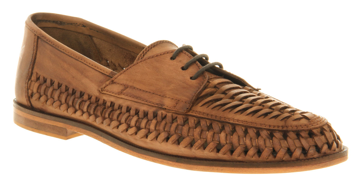 Office Newington Weave Lace Up Brown Leather in Brown for Office Newington Weave Lace Up Brown Leather in Brown for