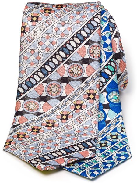 Emilio Pucci Classic Geometric Print Tie in Pink for Men (blue) | Lyst