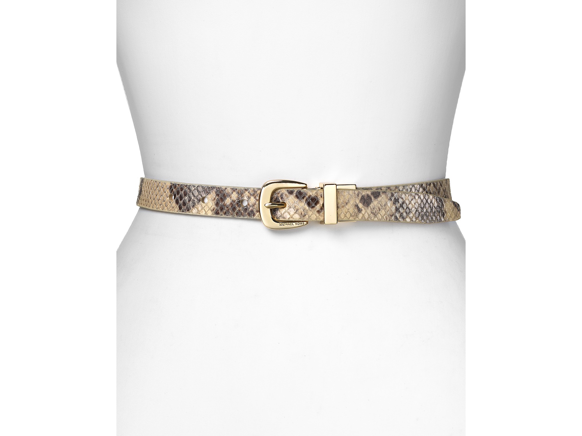 Michael kors Michael Reversible Python Belt in Beige (natural ...  