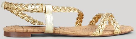 Stella Mccartney Flat Rapunzel Braided Sandal in Gold | Lyst