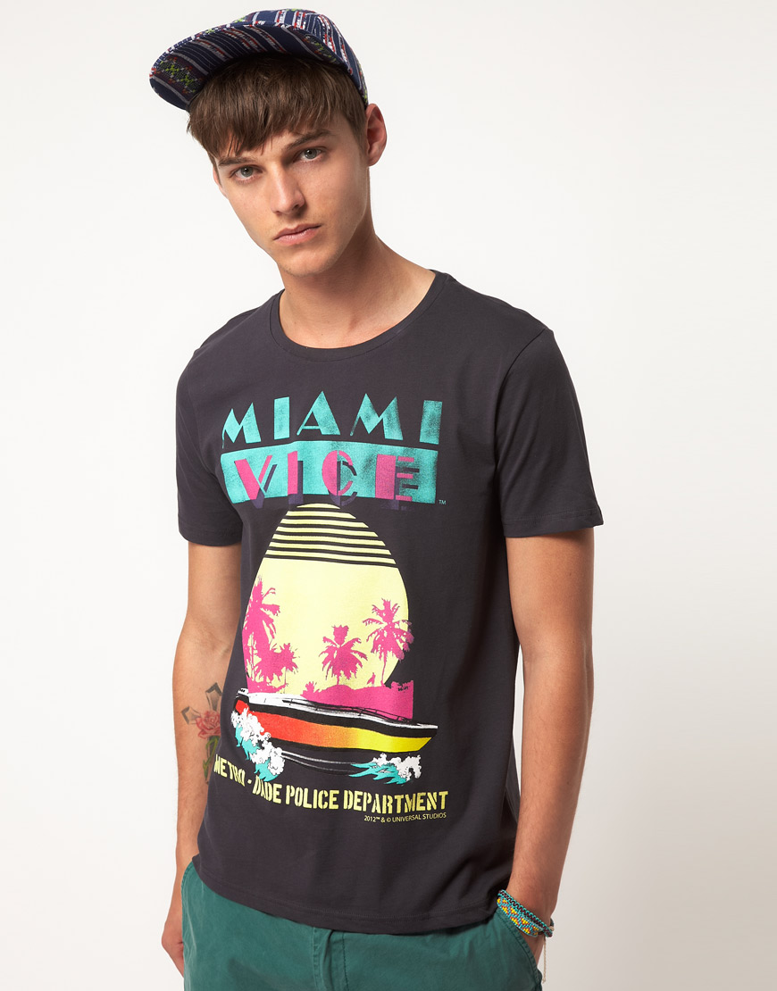 ASOS Asos T-shirt With Miami Vice Print in Black for Men - Lyst