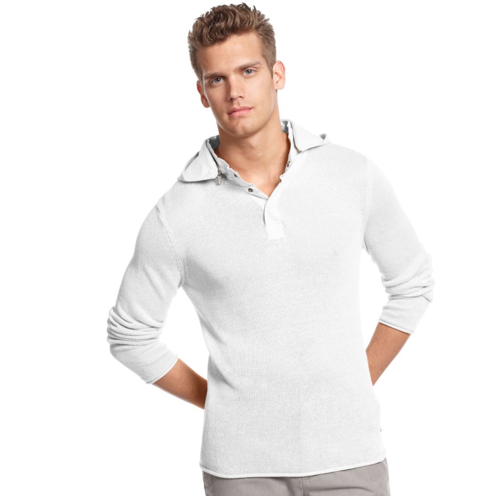 Lyst Calvin Klein Hooded Henley in White for Men