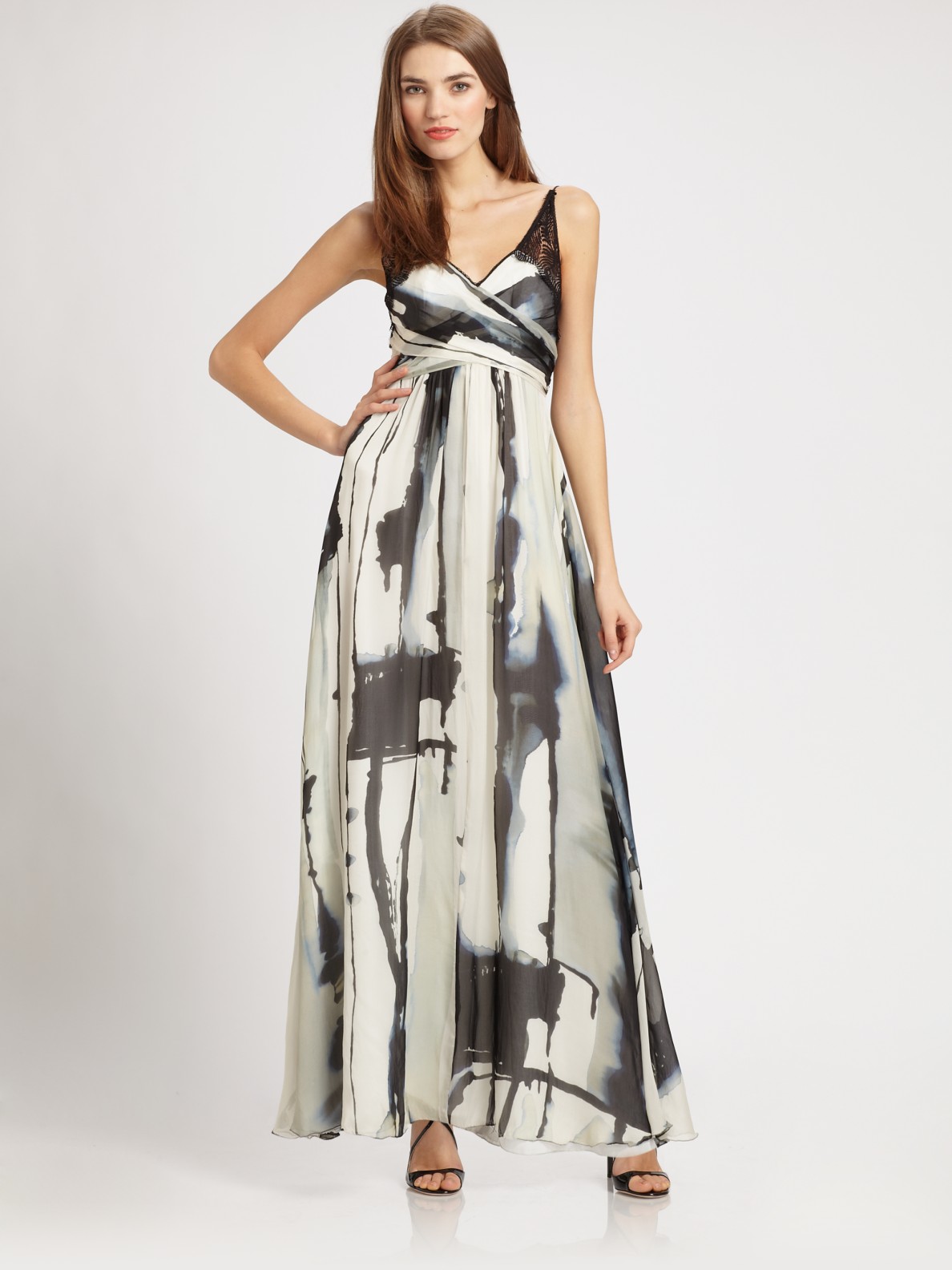 Lyst Nicole Miller Silk Maxi Dress In Blue Gallery