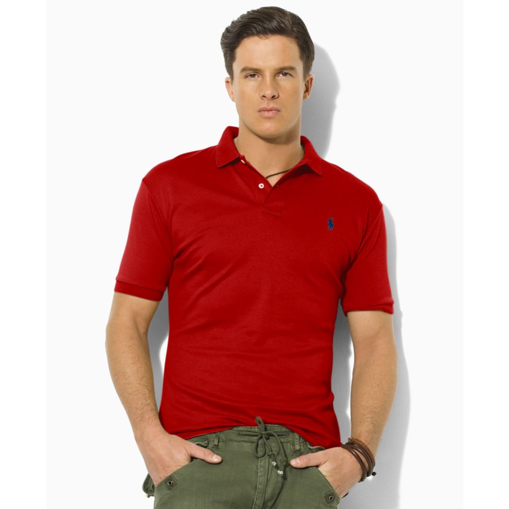 Ralph lauren Classic Fit Interlock Core Polo Shirt in Red for Men | Lyst