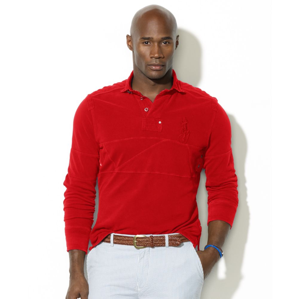 Ralph Lauren Classic Fit Cotton Mesh Pieced Rugby Shirt in Red for Men ...