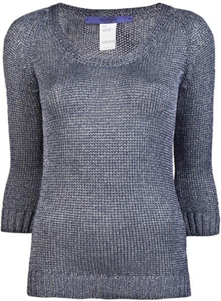 Les Copains Scoop Knit Sweater in Blue | Lyst