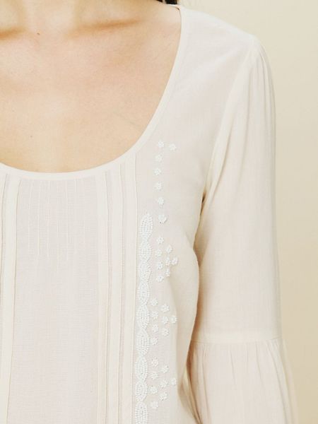 Free People Beaded Bell Sleeve Top in Beige (ivory) | Lyst