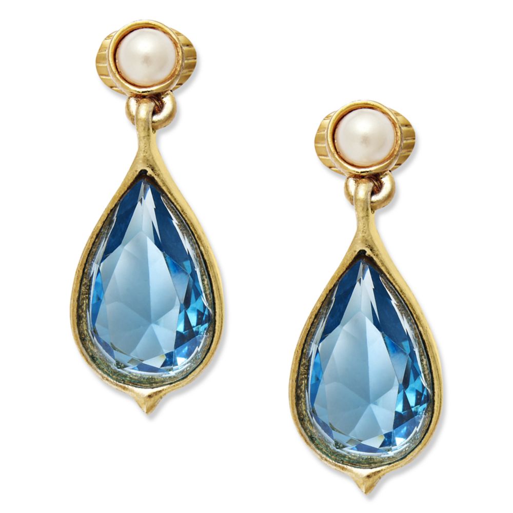 Lauren by ralph lauren 14k Goldplated Blue Glass Teardrop Clipon ...