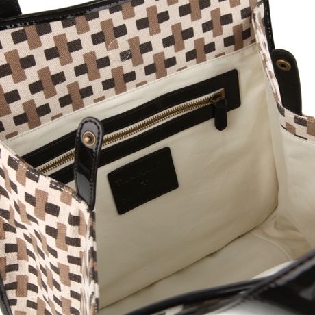 Tila March Zelig Tote Bag in Printed Canvas and Patent Leather in Black ...