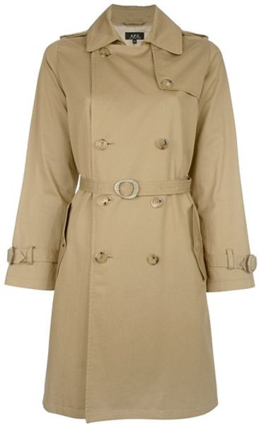 A.p.c. Double Breasted Cotton Ultimate Trench Coat in Beige (camel) | Lyst