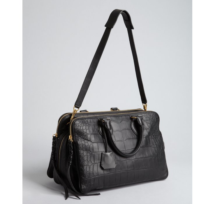 Cline Black Croc Embossed Leather Triple Compartment Convertible ...  