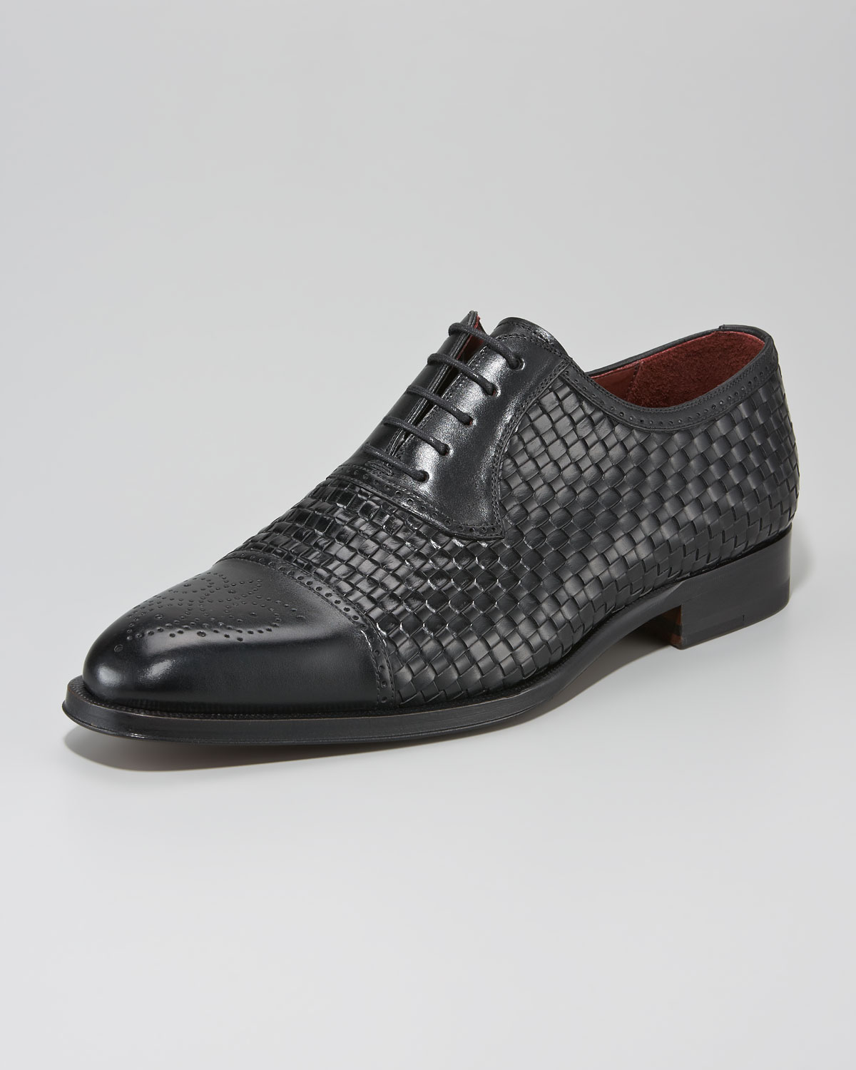 Magnanni For Neiman Marcus Woven Medalliontoe Oxford Black in Black for ...