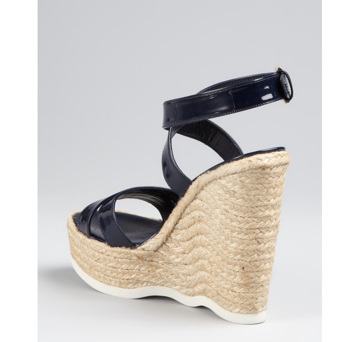 Saint Laurent Tribute Woven Leather Espadrille Wedge Sandals In Black | ModeSens | Leather 