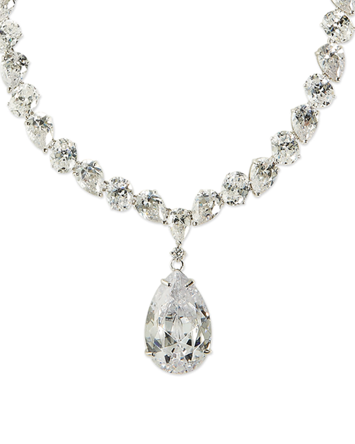 Cz By Kenneth Jay Lane Pearcut Drop Necklace in Silver (null) | Lyst