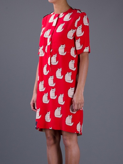 Lyst Victoria Beckham Cat Dress In Red Gallery