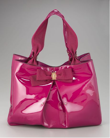 Ferragamo Selene Patent-leather Tote in Pink (pivoine hot pink) | Lyst