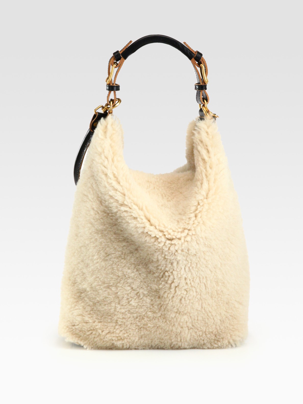 Lyst Marni Shearling Shoulder Bag In Natural Gallery