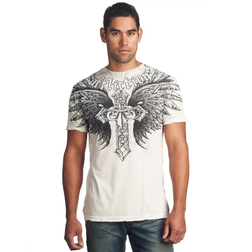 Affliction Jovial Cross Wings Shirt in White for Men | Lyst