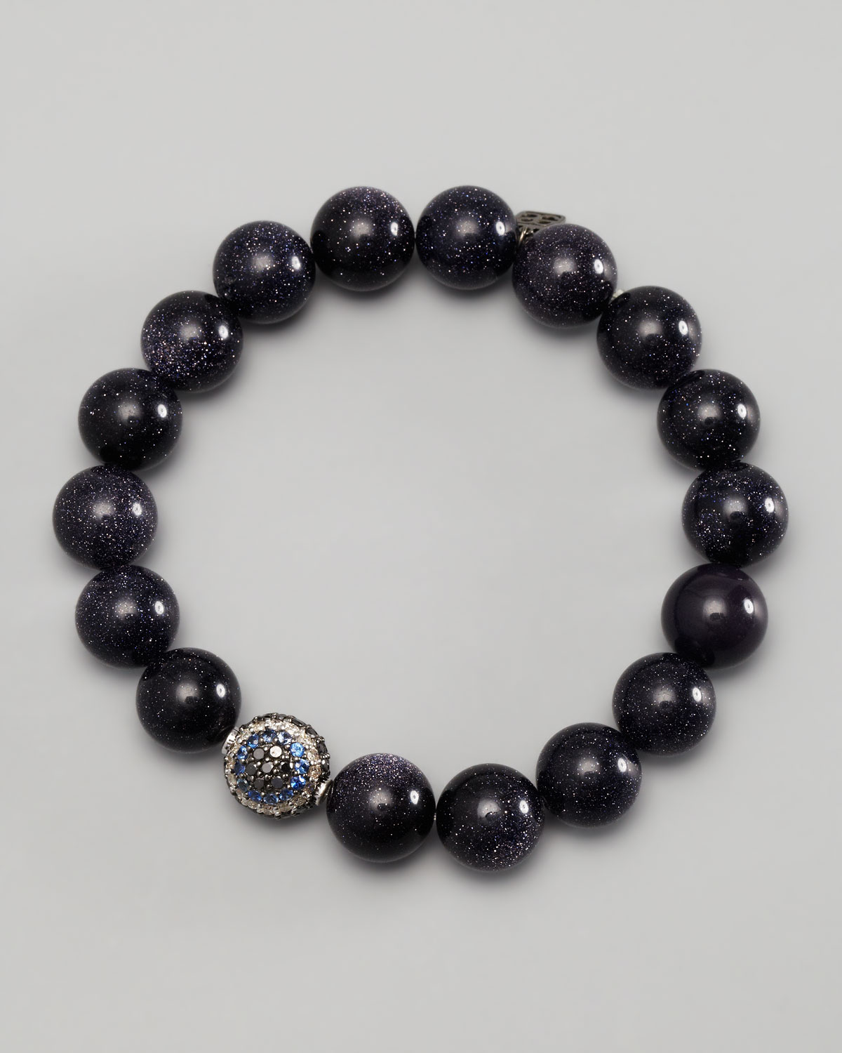 Lyst Sydney Evan Diamond Ball Beaded Bracelet In Black Gallery