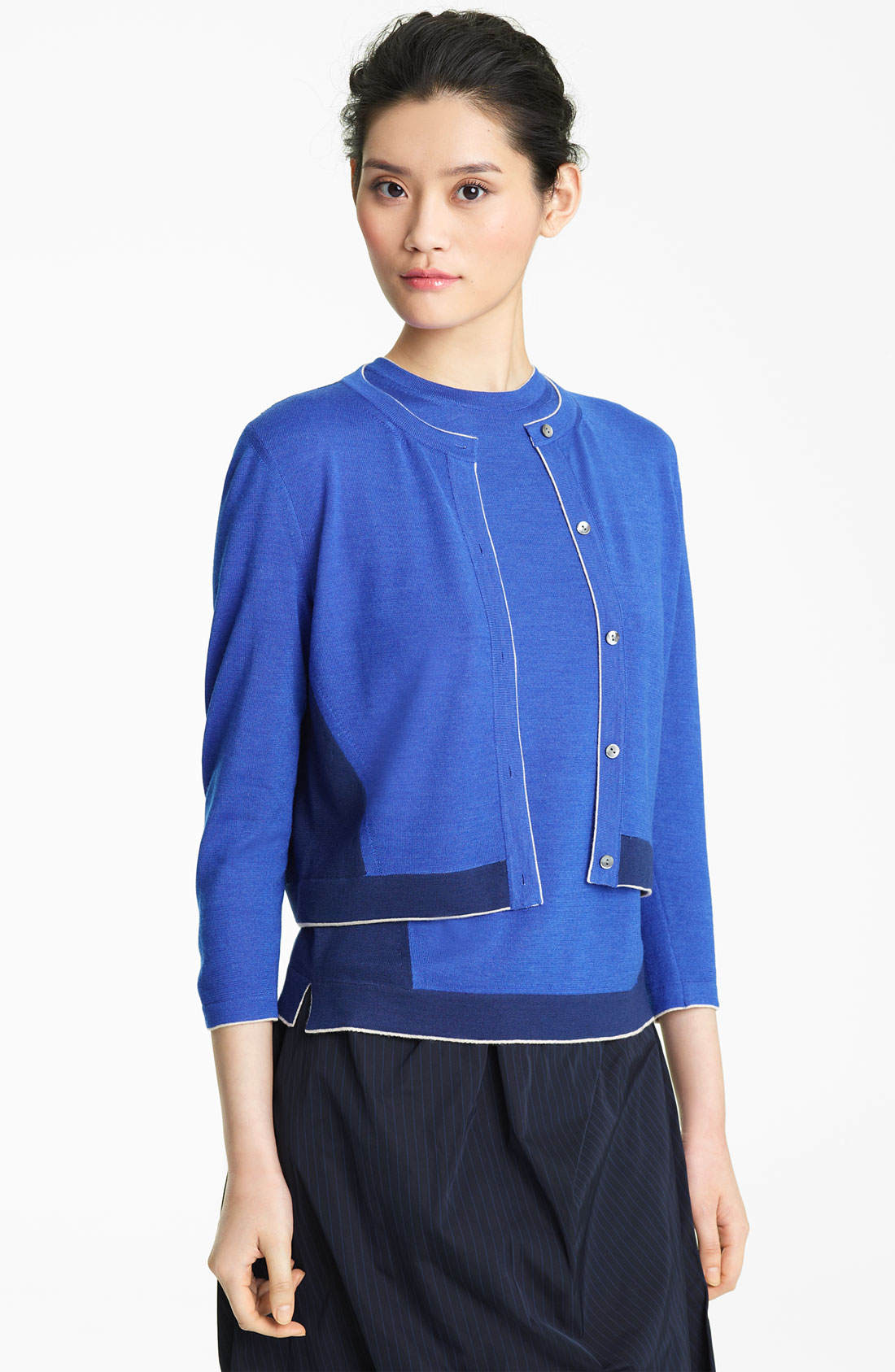 Lida Baday Merino Wool Blend Cardigan in Blue | Lyst