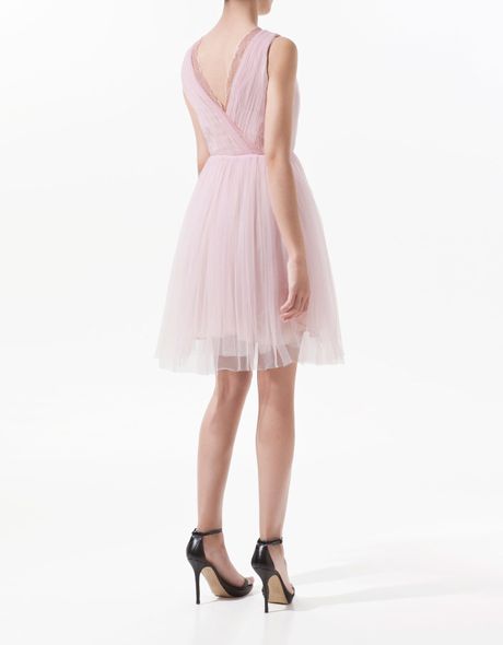 Zara Tulle Dress in Pink | Lyst