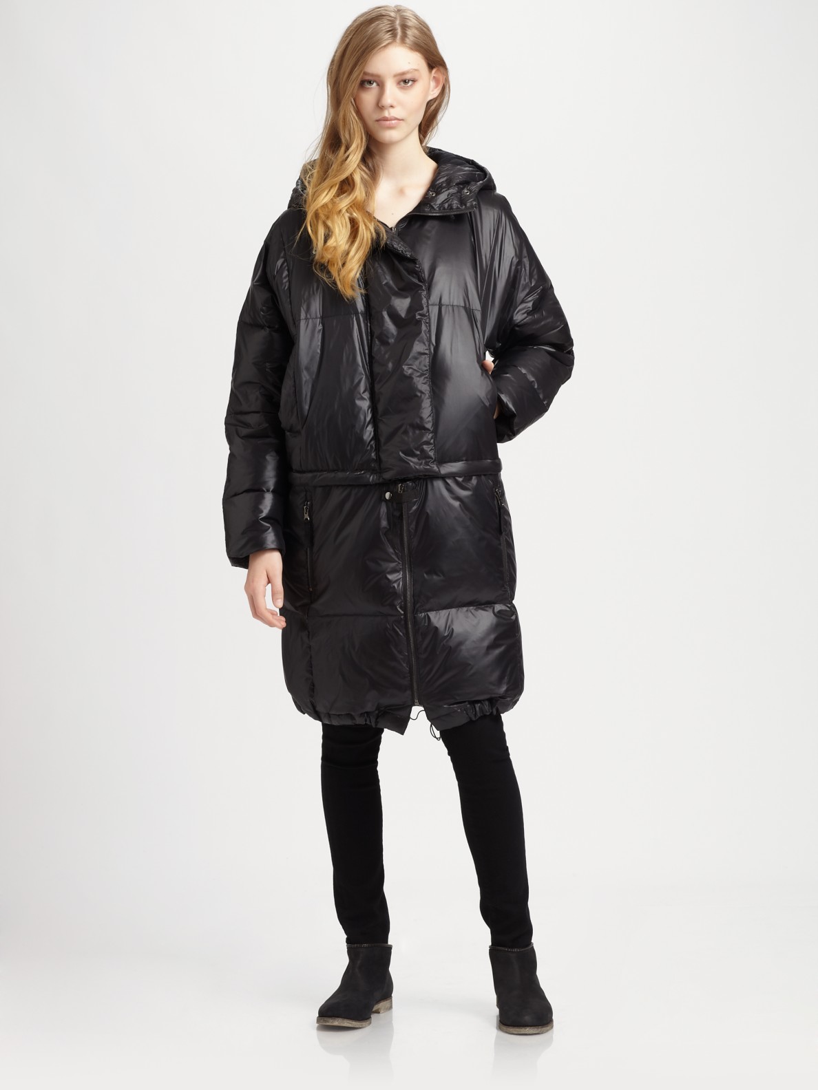 Maison Margiela Long Down Puffer Coat in Black | Lyst