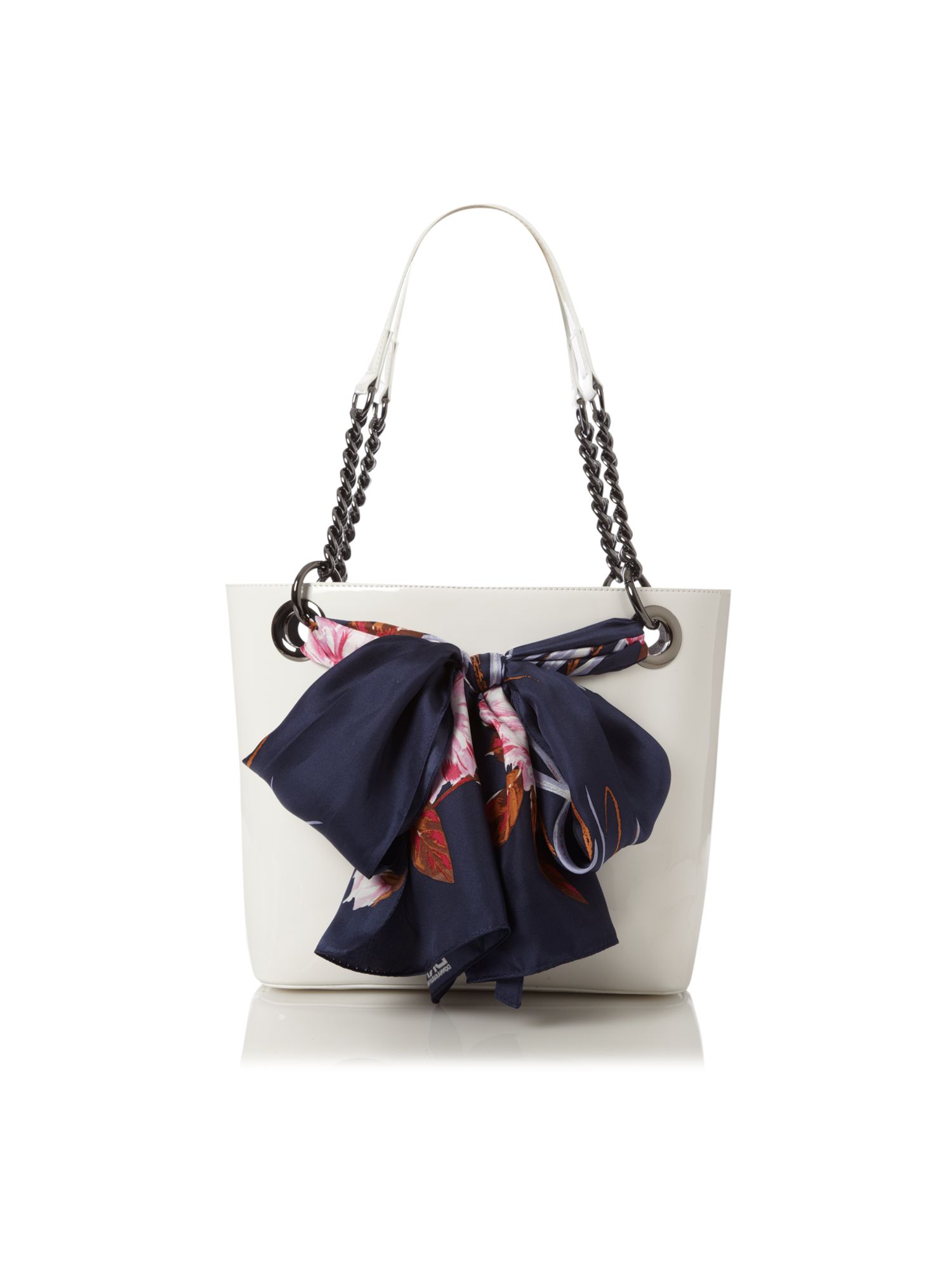 Dkny Patent Small Scarf Tote Bag in White Lyst