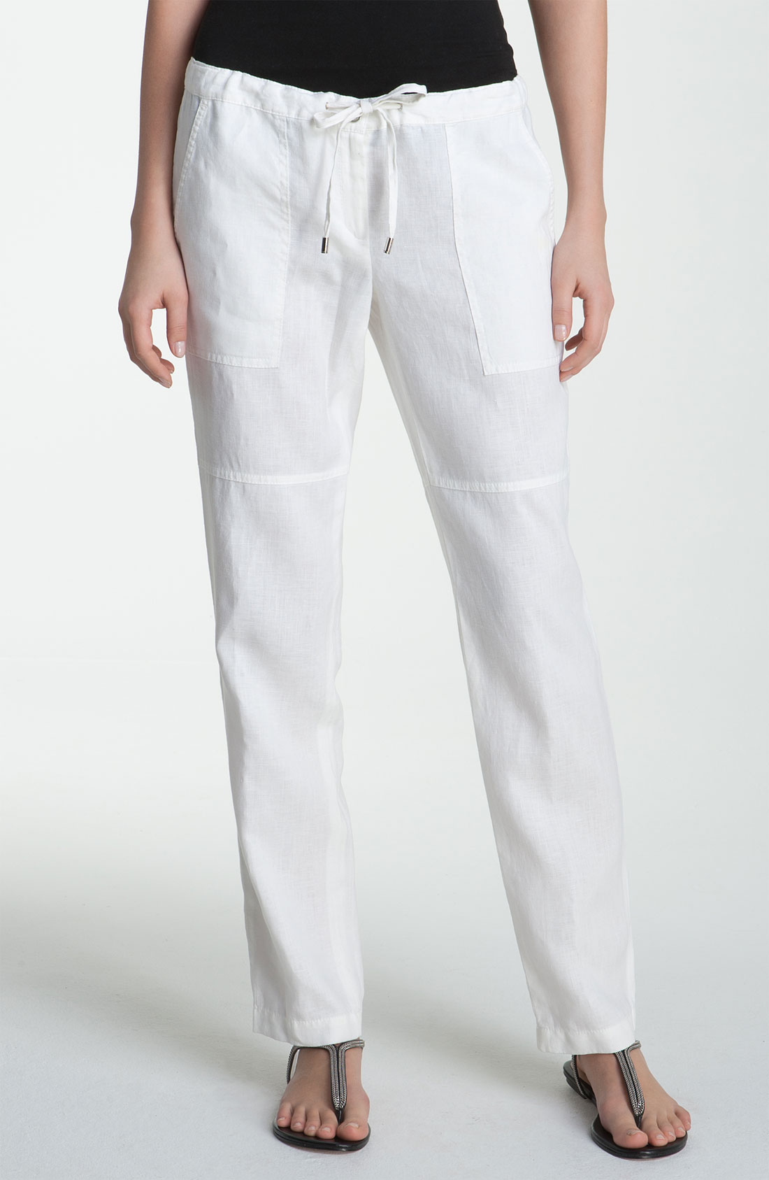 Michael Michael Kors Drawstring Linen Pants in White | Lyst
