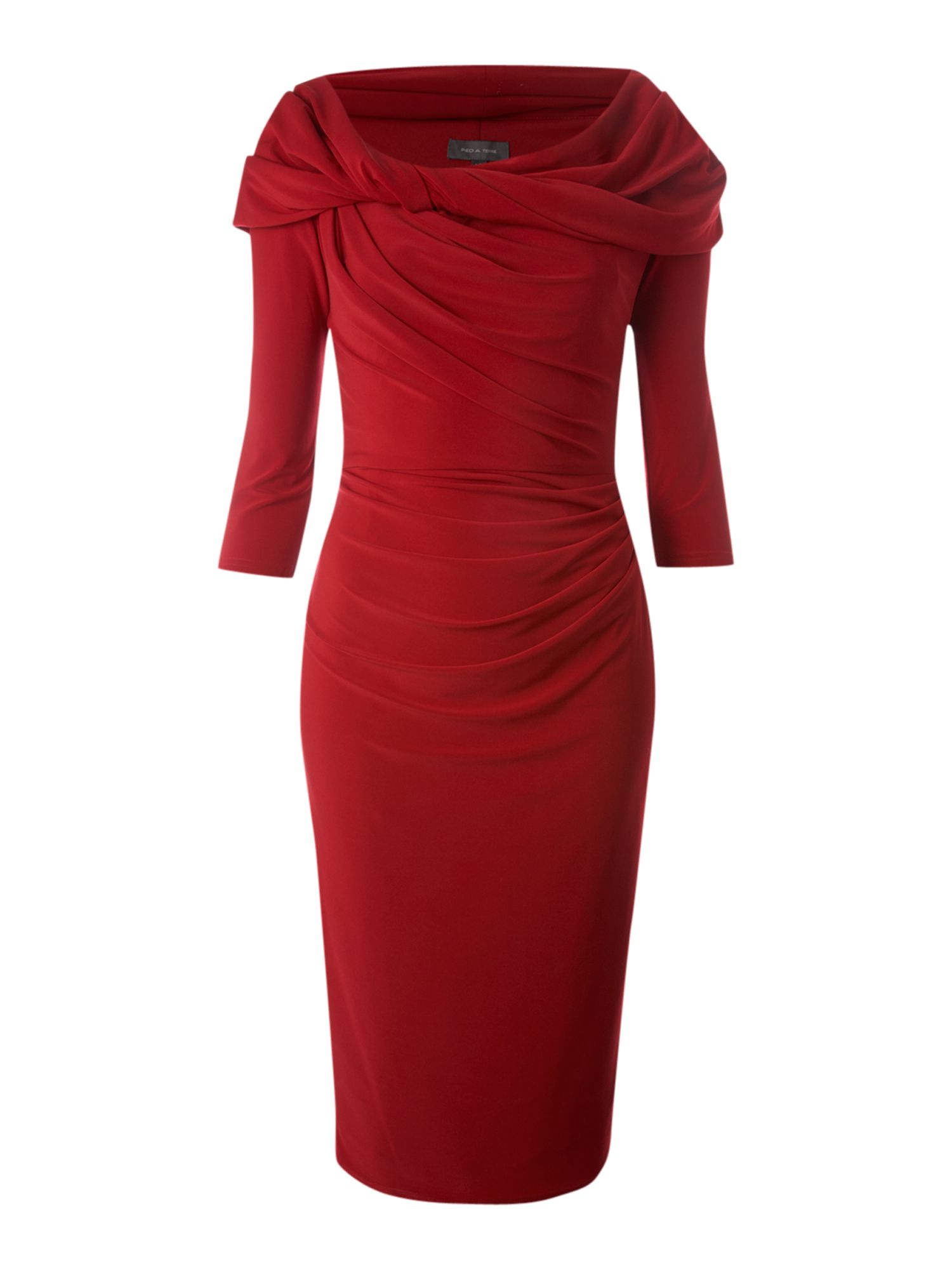 Pied A Terre Long Sleeve Slinky Jersey Dress in Red | Lyst