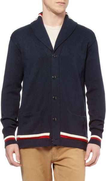 Polo Ralph Lauren Shawl Collar Knitted Cotton Cardigan in Blue for Men ...
