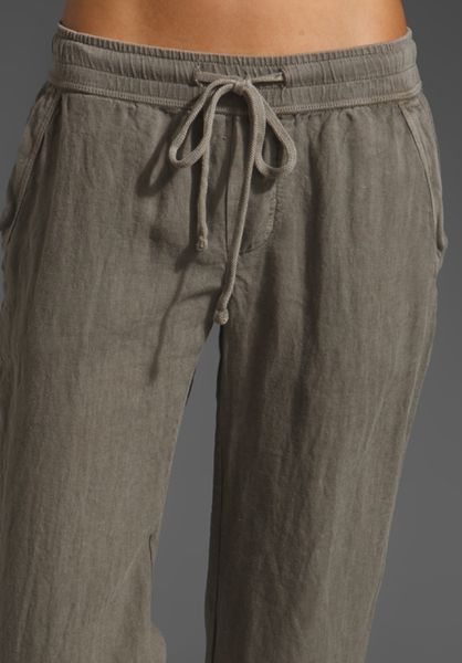James Perse Summer Linen Pants in Gray (greystone) | Lyst