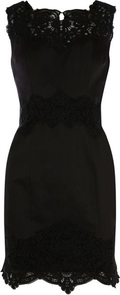 Karen Millen Heavy Cotton Lace Collection Dress in Black | Lyst