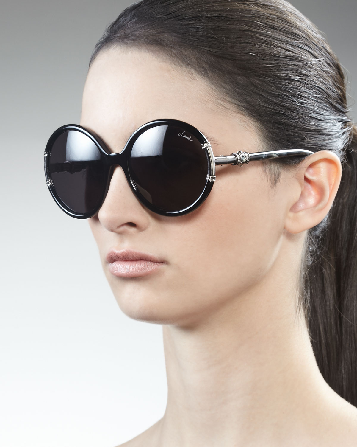 Lyst - Lanvin Shiny Round Sunglasses Black in Black