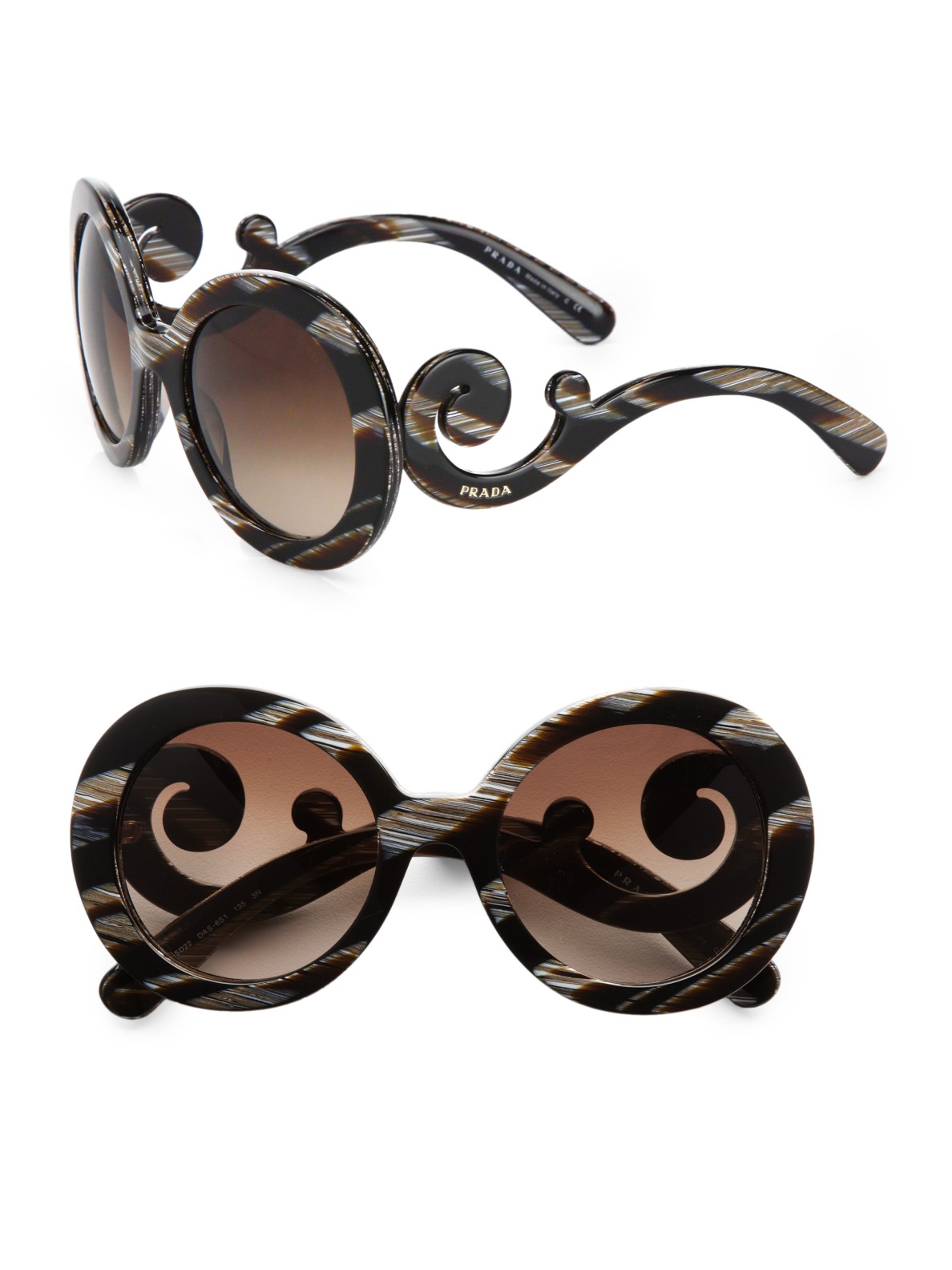 Prada Baroque Sunglasses in Black (tan) | Lyst