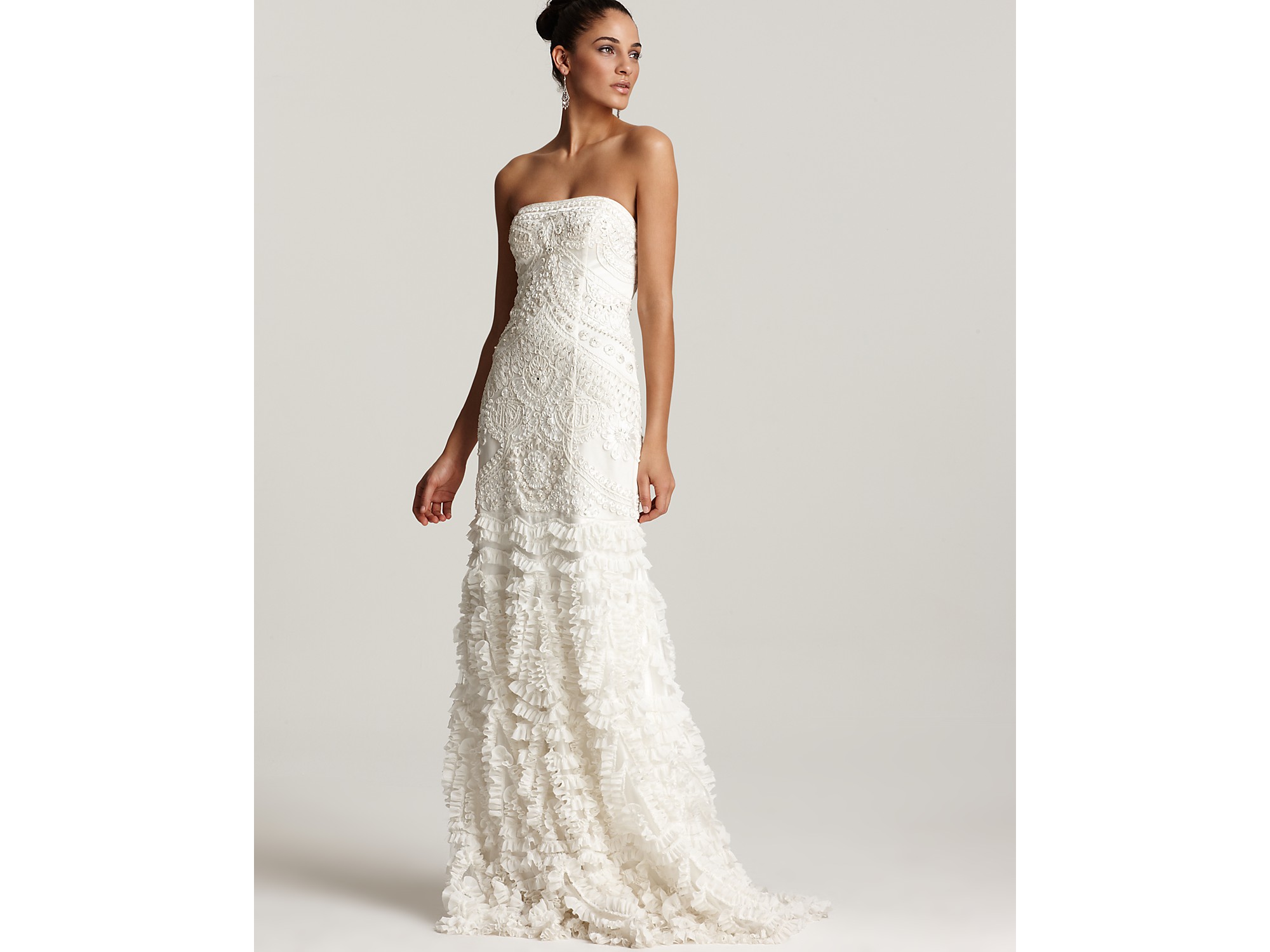 Lyst Sue Wong Strapless Gown Petal In White Gallery