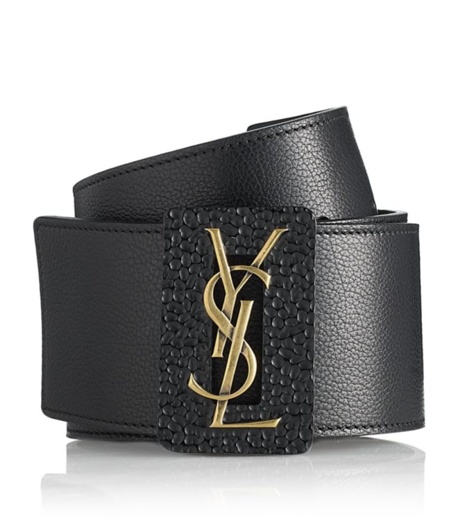 Saint Laurent Logo Buckle Belt In Brown Lyst